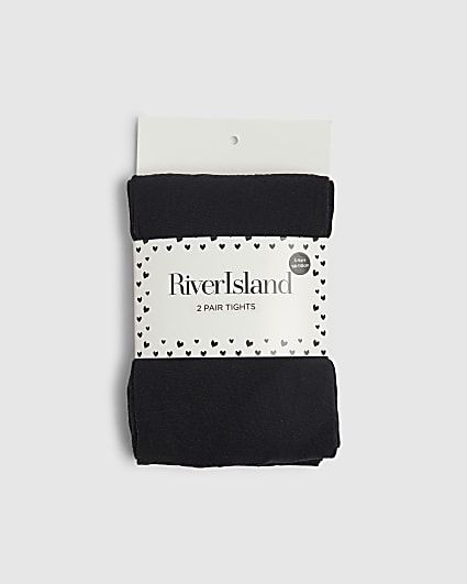 Mini Girls Black Pack Of 2 Tights