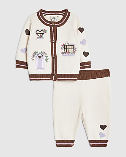 Baby Girls Cream Knit House Cardigan Set