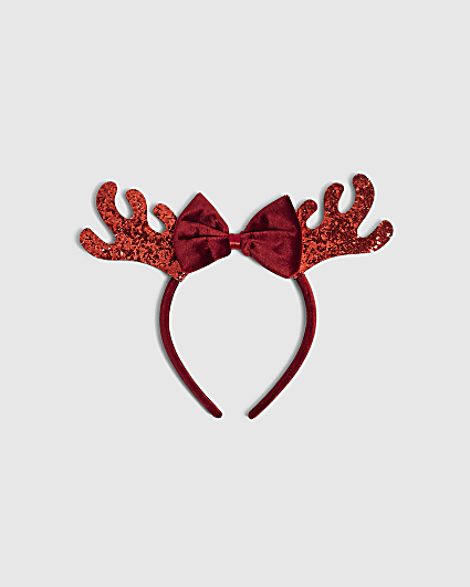 Girls Red Christmas Reindeer Antlers