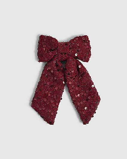 Girls Red Christmas Bow