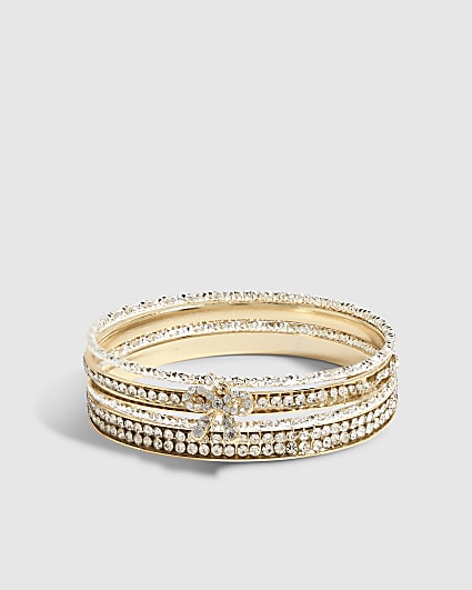 Girls Gold Multi Pack Of 4 Bangle Bracelets