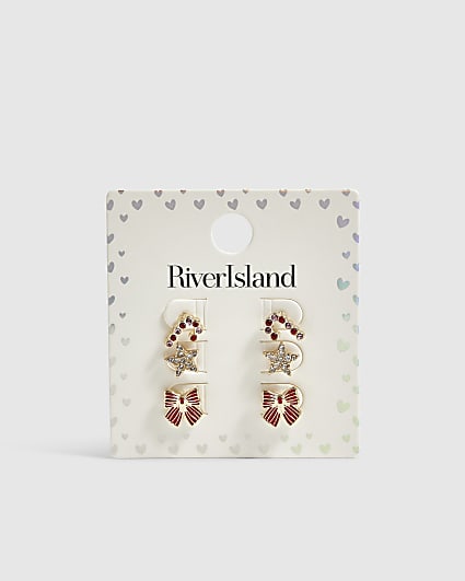 Girls Christmas Earring Studs Pack of 3