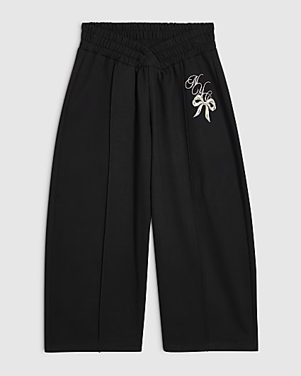 Girls Black Bow Joggers