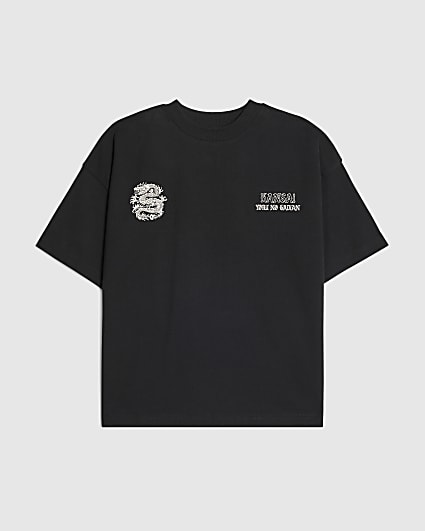 Boys Black Japanese Dragon T-Shirt