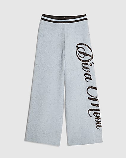 Girls Blue Diva Mood Embellished Trousers