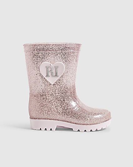 Mini Girls Pink Glitter Wellies
