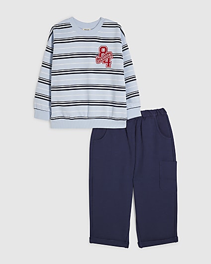Mini Boys Blue Stripe 84 Sweatshirt Set