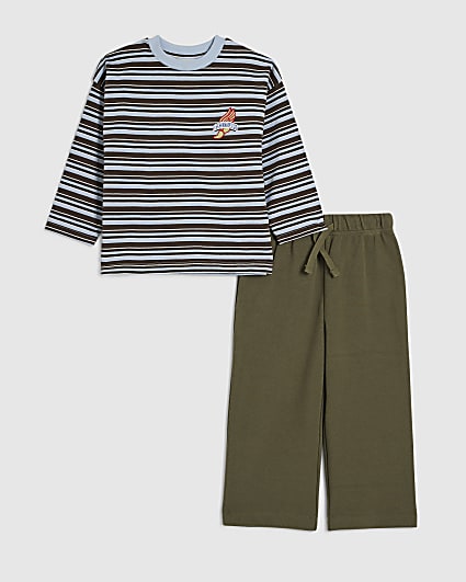 Mini Boys Brown Stripe Wings T-Shirt Set