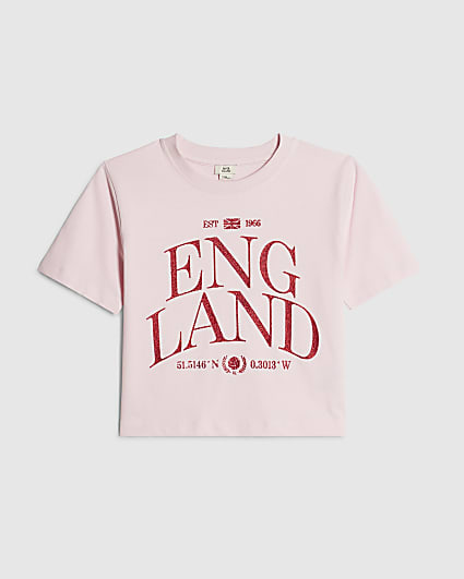 Girls Pink England Footie Crop Top