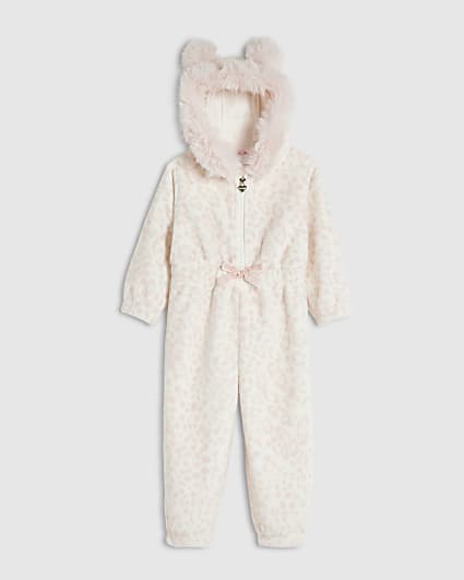 Mini Girls Cream Deer Print Onesie