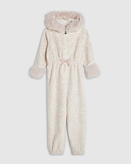 Girls Cream Deer Print Onesie