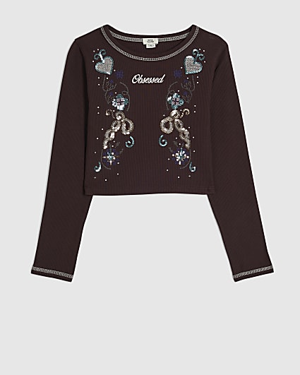 Girls Purple Sequin Embellished Top