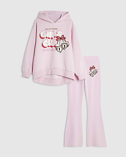 Girls Pink Girls Club Hoodie Set