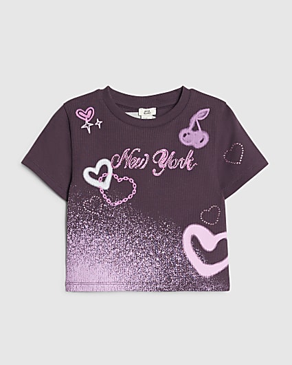 Girls Purple New York Graffiti T-Shirt