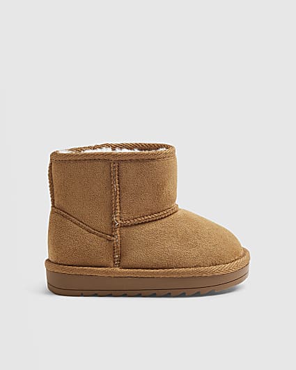 Mini Girls Brown Faux Fur Lined Boots