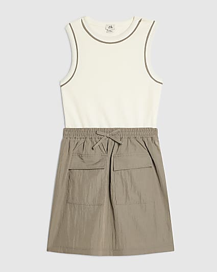 Girls Khaki Hybrid Nylon Dress