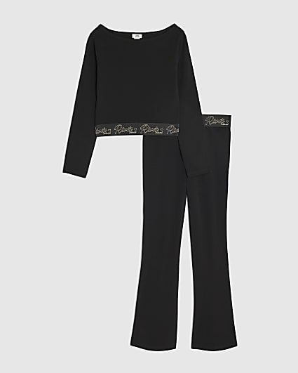 Girls Black T-Shirt And Leggings Set