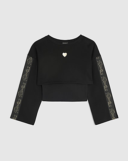 Girls Black Double Layered RI Sweatshirt
