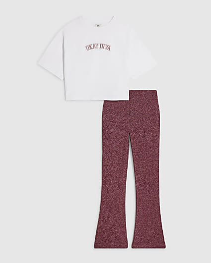 Girls White Okay Diva T-Shirt Set