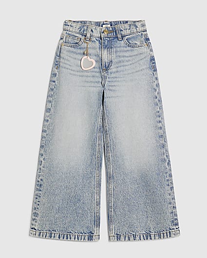 Girls High Rise Wide Leg Keychain Jeans