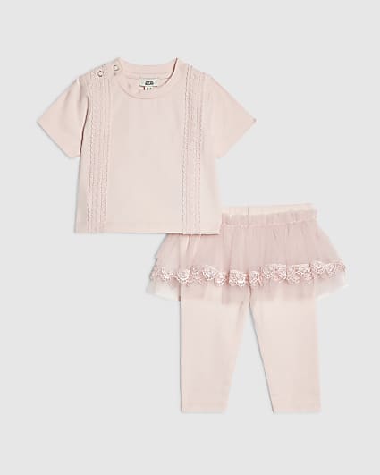 Baby Girls Pink Tulle Leggings Set