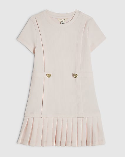 Mini Girls Pink Pleated Hem Dress