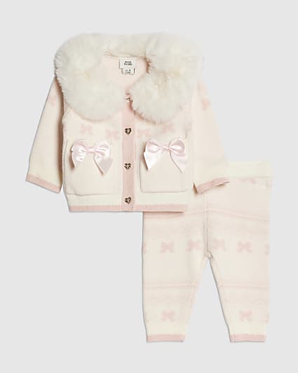 Baby Girls Cream Fairisle Cardigan Set