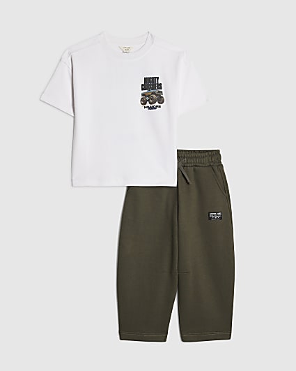 Mini Boys White Mighty Crushers T-Shirt Set