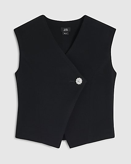Girls Black Tailored Waistcoat