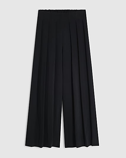 Girls Black Pleated Tailored Trousers