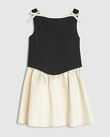 Girls Black Satin Dress