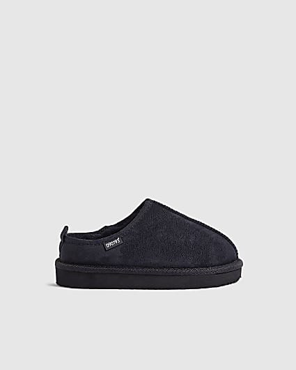 Boys Navy Faux Suede Slippers