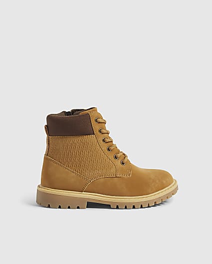 Boys Brown Lace Up Worker Boots