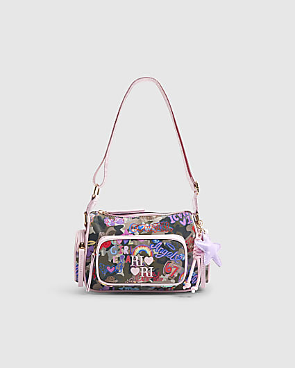 Girls Green Camouflage Print Cross Body Bag