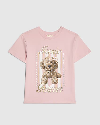 Mini Girls Pink Pooch Iconic Forever T-Shirt