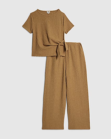 Girls Beige Textured Set