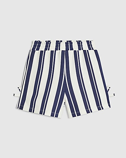 Girls White Premium Bow Stripe Shorts