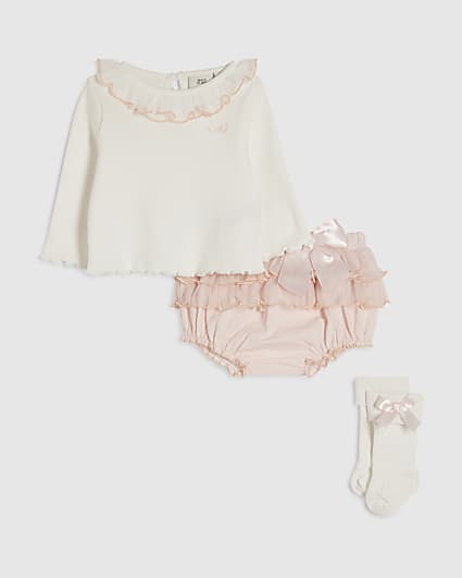 Baby Girls Pink Frill Bloomer Set