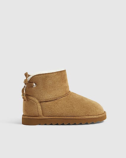 Girls Brown Faux Suede Boots