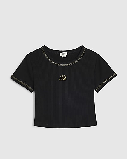 Girls Black Lurex T-Shirt