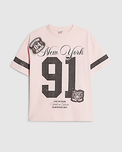 Girls Pink NY 91 Number T-Shirt