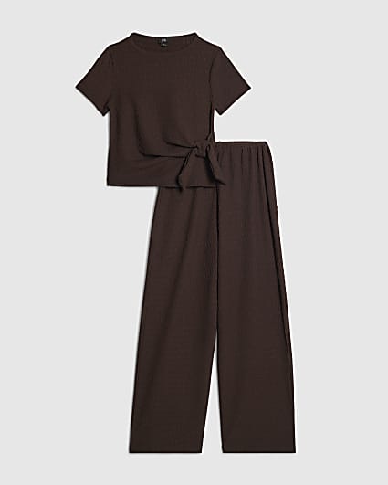 Girls Brown Textured Set