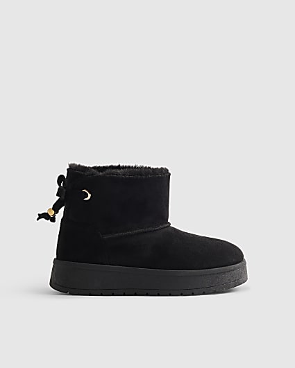 Girls Black Faux Fur Lined Boots