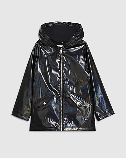 Girls Black Glitter Rainmac