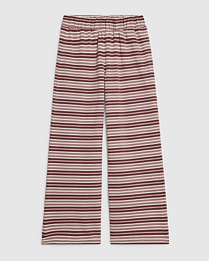 Girls Pink Stripe Wide Leg Trousers