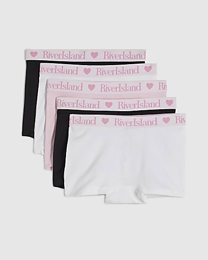 Girls Black Elasticated Pack Of 5 Briefs