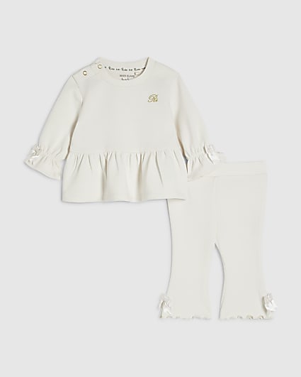 Baby Girls Cream Premium Sweatshirt Set