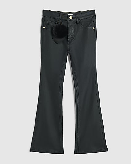 Girls Black Flare Leg Keychain Jeans