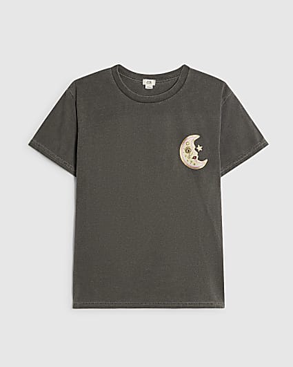 Girls Grey Quirky Sun Icon T-Shirt