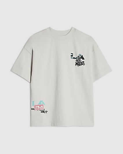 Boys Grey Oversized Grafitti Graphic T-Shirt